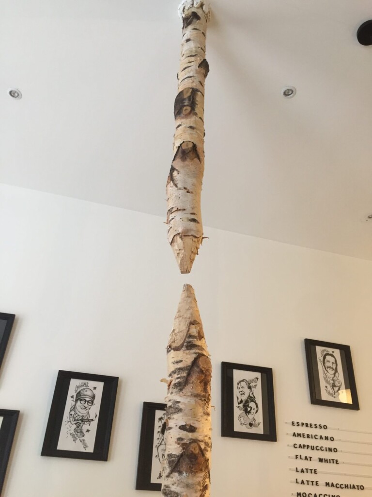 L'arbre traversant le comptoir et le plafond, coffee shop Lyon 2